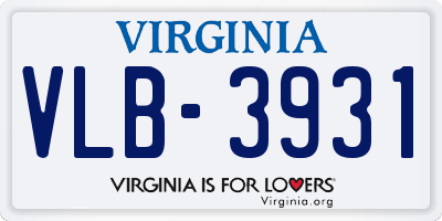 VA license plate VLB3931