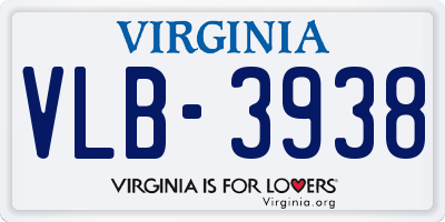 VA license plate VLB3938