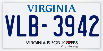 VA license plate VLB3942