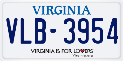 VA license plate VLB3954