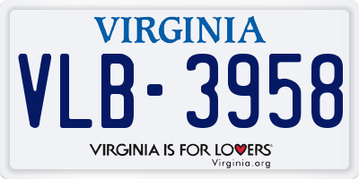 VA license plate VLB3958