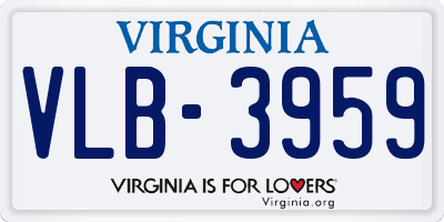VA license plate VLB3959
