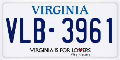 VA license plate VLB3961