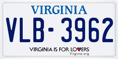 VA license plate VLB3962