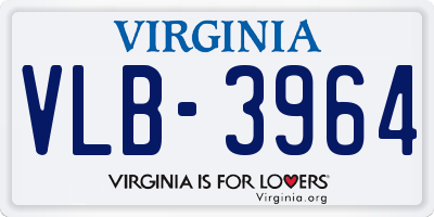 VA license plate VLB3964