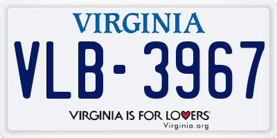 VA license plate VLB3967