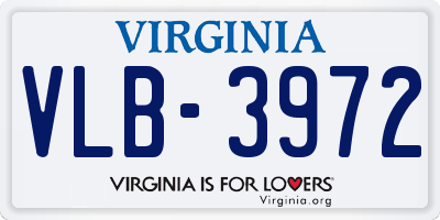 VA license plate VLB3972