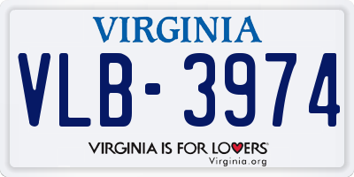 VA license plate VLB3974