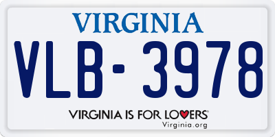 VA license plate VLB3978