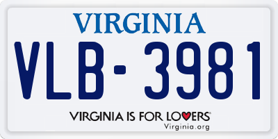 VA license plate VLB3981