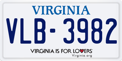 VA license plate VLB3982
