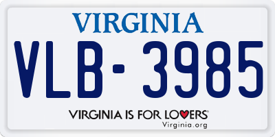 VA license plate VLB3985