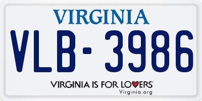 VA license plate VLB3986