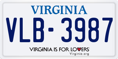 VA license plate VLB3987