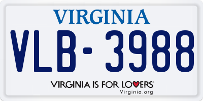 VA license plate VLB3988