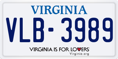 VA license plate VLB3989