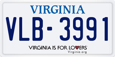 VA license plate VLB3991