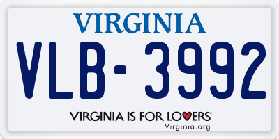 VA license plate VLB3992