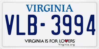 VA license plate VLB3994