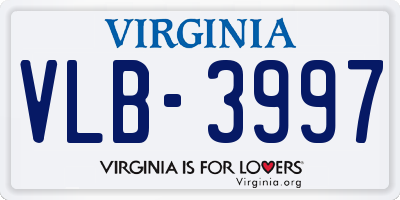 VA license plate VLB3997