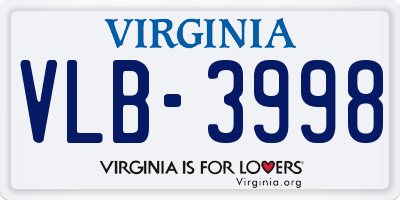 VA license plate VLB3998