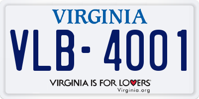 VA license plate VLB4001