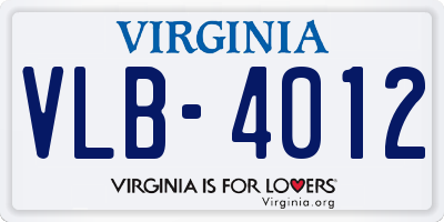 VA license plate VLB4012