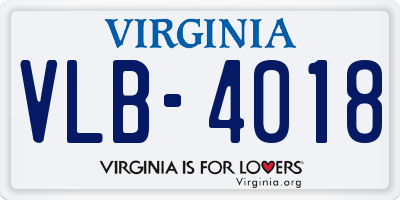 VA license plate VLB4018