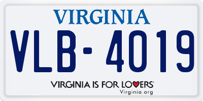 VA license plate VLB4019