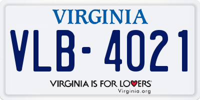 VA license plate VLB4021