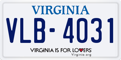 VA license plate VLB4031