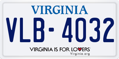VA license plate VLB4032