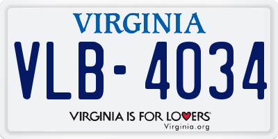 VA license plate VLB4034
