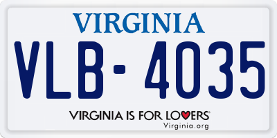 VA license plate VLB4035