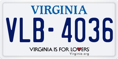 VA license plate VLB4036