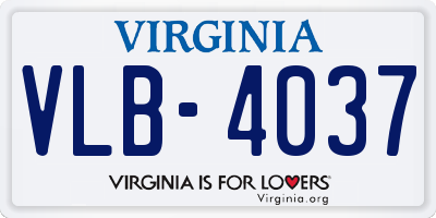 VA license plate VLB4037