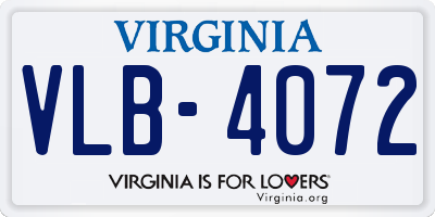 VA license plate VLB4072