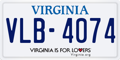 VA license plate VLB4074
