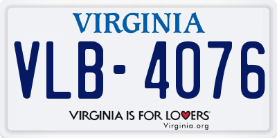VA license plate VLB4076