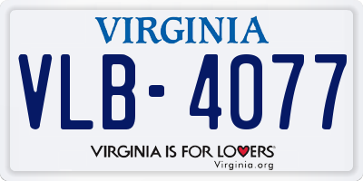 VA license plate VLB4077