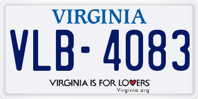 VA license plate VLB4083