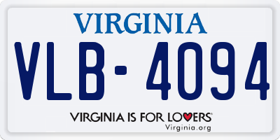 VA license plate VLB4094