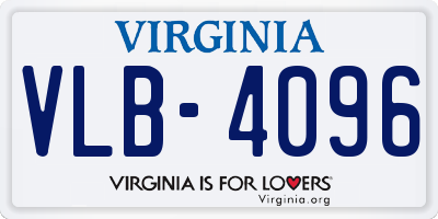 VA license plate VLB4096