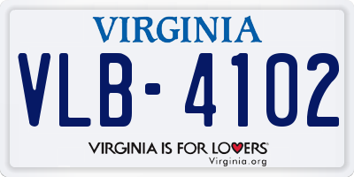 VA license plate VLB4102