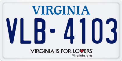 VA license plate VLB4103