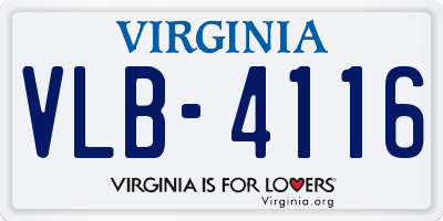 VA license plate VLB4116