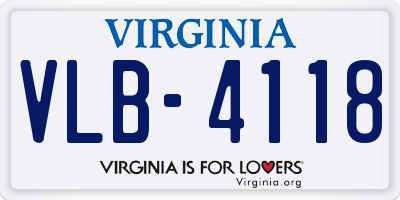 VA license plate VLB4118