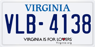 VA license plate VLB4138