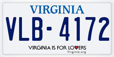 VA license plate VLB4172