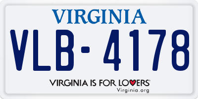 VA license plate VLB4178